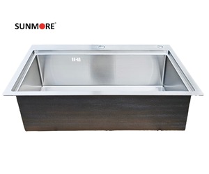 Fregadero de cocina de acero inoxidable cepillado 304 hecho a mano, de montaje único, diseño moderno, económico, de Vietnam - Product Image 5