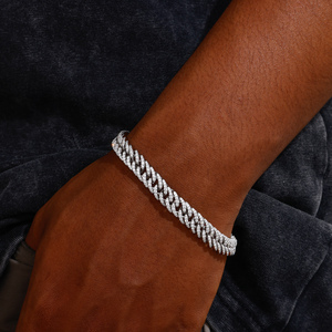 Bracciale Cuban Link Iced Out da 8mm in Argento Sterling <span class=keywords><strong>925</strong></span> Placcato Oro con Moissanite VVS, Gioielli Hip Hop da <span class=keywords><strong>Uomo</strong></span> con Certificato GRA - Product Image 5