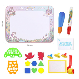 Tapis <span class=keywords><strong>de</strong></span> <span class=keywords><strong>dessin</strong></span> à l'eau Château Licorne, motif floral et papillon, toile <span class=keywords><strong>de</strong></span> <span class=keywords><strong>dessin</strong></span> magique à l'eau avec stylos à eau et tampons pour enfants <span class=keywords><strong>de</strong></span> 3 ans et plus - Product Image 3
