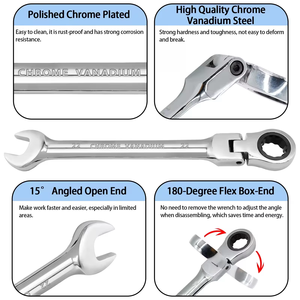 <span class=keywords><strong>13mm</strong></span> Flex Cabeça Ratchet Wrench 12PT 72 Tooth Metric Ratcheting Combinação Chave Cr-V Aço Gear <span class=keywords><strong>Spanner</strong></span> Off Corner Design - Product Image 5