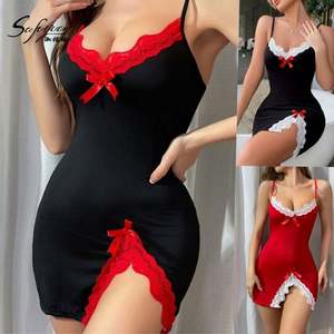 Sfy3575 Nouvelle Robe de Nuit Sexy pour Femmes, Lingerie Érotique Babydoll, Robe à Fente Latérale, Chemises de Nuit, Lingerie Sexy de Noël pour Femmes - Product Image 1