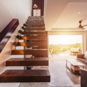 Escalera redonda de acero para construcción, escalón de roble rojo en forma de U, diseño personalizado, a buen <span class=keywords><strong>precio</strong></span>, estándar, Simple - Product Image 2