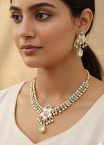 Indian Wedding <b>Women</b> Ad Stone Necklace Bridal <b>Jewellery</b> Traditional Necklace Wholesale Customise <b>Jewellery</b> - Product Image 3