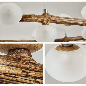 Lustre à vent silencieux de style japonais Design créatif d'anneau pour la maison Magasin de vêtements Magic Bean Circle Chandelier Middle - Product Image 4