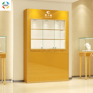 Cadre en aluminium de décoration de magasin de gros d'usine 2 étagères en verre vitrine de <span class=keywords><strong>bijou</strong></span> d'éclairage de tache - Product Image 2