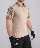 Personnalisé Extérieur Stretch Rip Stop Grille Bleu Marine Foncé Tactique 1/4 Zip Slim Fit Camouflage Tactique Chemise À Manches Courtes