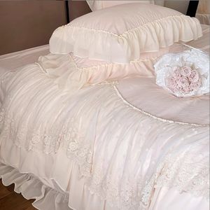 Комплект постельного белья YongHo Modern из 4 предметов: розово-белая вышивка, высококачественный утолщенный комплект из 4 предметов для девочек, 4-х предметный комплект простыней. - Product Image 2
