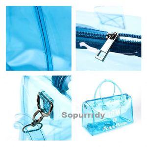 Sac de sport personnalisé avec logo, sac en plastique transparent pour la gym, les voyages, la plage, sac en PVC, sac de sport couleur bonbon, sac en gelée avec fermeture éclair métallique, sac fourre-tout transparent - Product Image 4