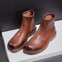 Bottes de travail pour hommes, automne-hiver, en cuir véritable, à semelle épaisse, basses, élégantes, décontractées, à lacets sur le devant, antidérapantes