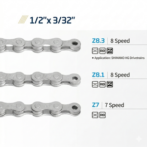 Chaînes de vélo à <span class=keywords><strong>prix</strong></span> compétitif en gros, 1/2"*1/8", simple vitesse, 7, 9, 11, 12 vitesses, couleur naturelle - Product Image 2