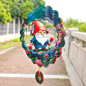 Vente en gros de moulinets à vent 3D pour décorations de jardin, moulinets à vent mandala colorés, carillons éoliens, décoration de jardin, gnome rose - Product Image 5