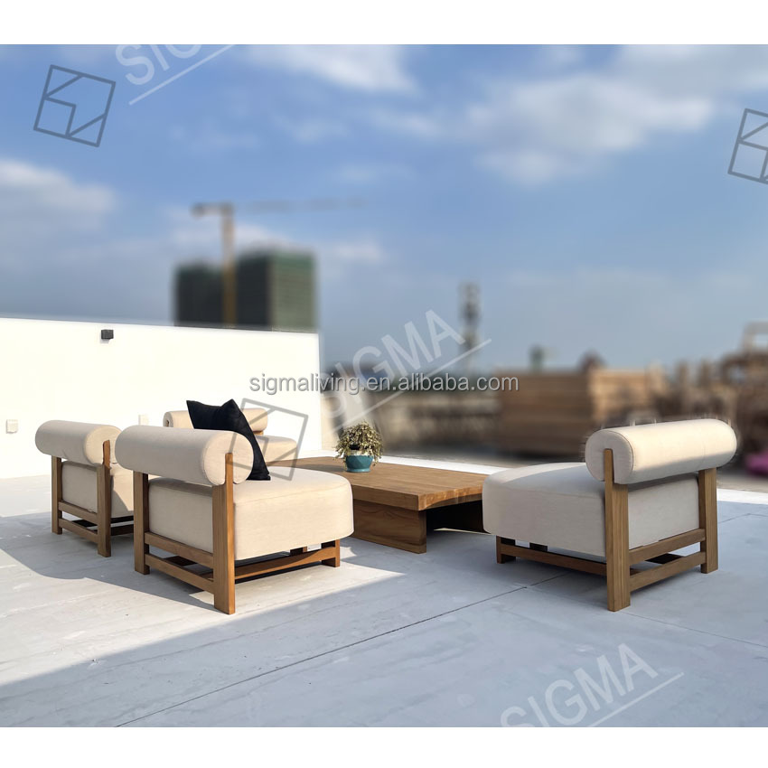 Modern Luxury Teak Solid Wooden Sofa Set Weather-Resistant Outdoor Dining Furniture for Villas Courtyards Apartments-New Design