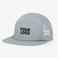 Gorra de Campamento con Logotipo Personalizado, 5 Paneles, Parte Superior de Malla Transpirable, sin Estructura, Gorra de Visera Plana para Pesca, Correr, Deportes