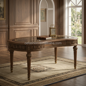 Scrivania Direzionale di Lusso in Legno Massello Intagliato, Tavolo Neoclassico per Ufficio CEO e <span class=keywords><strong>Studio</strong></span> in Villa - Fornitore FF&E - Product Image 2