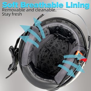 <span class=keywords><strong>Caschi</strong></span> Moto 3/4 Retrò Open Face <span class=keywords><strong>per</strong></span> <span class=keywords><strong>Vespa</strong></span> e Scooter con Visiera Trasparente <span class=keywords><strong>per</strong></span> Uomini e Donne - Product Image 4