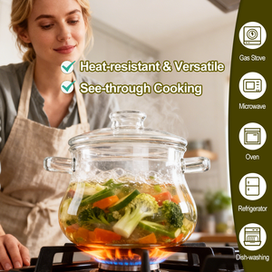 Olla para Leche <span class=keywords><strong>de</strong></span> <span class=keywords><strong>Vidrio</strong></span> <span class=keywords><strong>de</strong></span> Borosilicato <span class=keywords><strong>de</strong></span> Alta Resistencia 2000ml KP-00120, Resistente al Calor, para Sopa y Comida para Bebés - Product Image 3