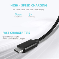 Vente en gros d'usine câble 3A de charge rapide de type c noir 1m 2m 3m câble de type c charge rapide câble usb 480Gbps type-c pour téléphone
