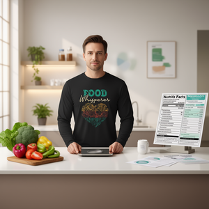 Maglietta a Maniche Lunghe per Adulti Unisex, Girocollo in Cotone, Tema Nutrizione e Benessere, Top per uno Stile di Vita Sano - Product Image 3