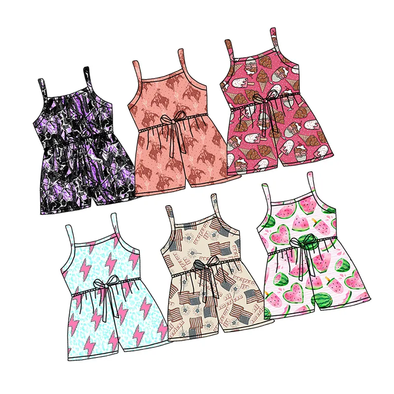 Vestiti estivi per ragazze all'ingrosso Sling one piece pagliaccetto Toddler Custom summer Cute complessivo