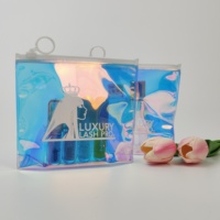 Sac de maquillage holographique à fermeture éclair en PVC Pochette cosmétique à paillettes avec extracteur en métal pour sac de rangement de maquillage de voyage