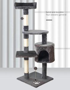 Arbre à chat <span class=keywords><strong>de</strong></span> luxe à 4 niveaux avec grand condo et hamac - Panneau E1, peluche 350 g/m², poteaux à gratter en sisal <span class=keywords><strong>de</strong></span> 3 mm, utilisation multi-chats - Product Image 2