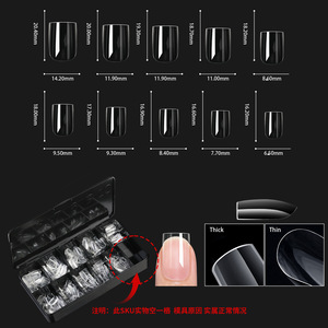 Capsules d'ongles en gel souple transparentes, forme cercueil, couvrance totale, 14 tailles, pour extension, qualité professionnelle pour salon de manucure, OEM - Product Image 2