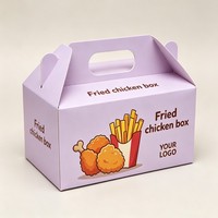 Boîte à poulet frit et frites en gros avec poignée, boîte à poulet frit de haute qualité pour la livraison, emballage alimentaire rapide en encre de soja
