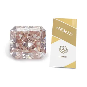 CVD HPHT Loose Pink Lab Grown Diamonds 1.550CT Brownish Pink Radiant VVS1 Synthetic Diamonds for making diamond r