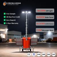 Tours d'éclairage solaires mobiles IP65 480W (4x120W) LED 76 800 Lumens avec batterie LiFePO4 pour aéroports