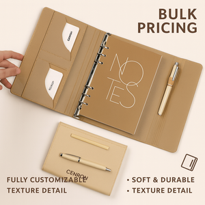 Logo personnalisé, MOQ en gros 50+   Ensemble cadeau bloc-notes et stylo exécutif A5 : Couverture avec accents dorés, Branding d'entreprise - Product Image 6