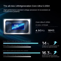 Ultra5-225H Baru 16" 32G 1TSSD 2.8K OLED 16:10 Ultra Tipis Aluminium Windows 11 Bahasa Inggris 14-core Intel Arc 130T Ultra 5 225H