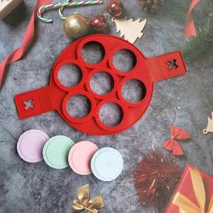 Moule en silicone à 7 trous pour faire des œufs frits et des crêpes, taille unique, rouge - Product Image 1