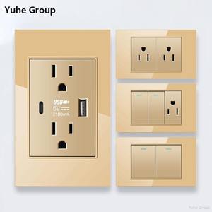 Enchufe de pared multifunción americano estándar, toma de corriente para TV CAT5, enchufe de pared de 118*72 mm, enchufe de lujo para TV con cristal templado. - Product Image 2