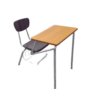 Conjunto de escritorio y silla para estudiantes, con superficie de madera, estructura metálica, diseño minimalista, para uso escolar. - Product Image 5