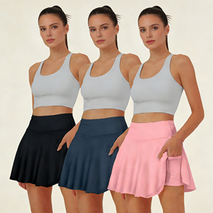 Offre spéciale sur Temu : Lot de 4 jupes-shorts fluides taille haute pour femmes, jupes décontractées avec poches, idéales pour le tennis, le golf, la course et les activités sportives. - Product Image 1