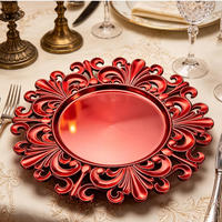 Assiettes de Présentation en Plastique PP Dorées de Luxe, Durables et Réutilisables, Design Creux, pour Mariages et Événements (Vente en Gros)