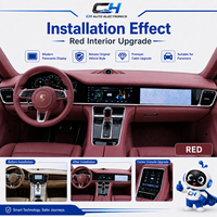 Porsche Panamera 2010-2016 13PCS Paket Upgrade Interior Merah Layar Android 12.3 Inci Wireless CarPlay & Android Auto