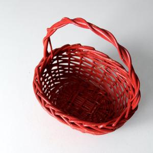 ตะกร้าหวายสานหูหิ้วขนาดใหญ่สีแดงสีสันสดใสตะกร้าใส่ผลไม้แห้งของขวัญดอกไม้ - Product Image 5