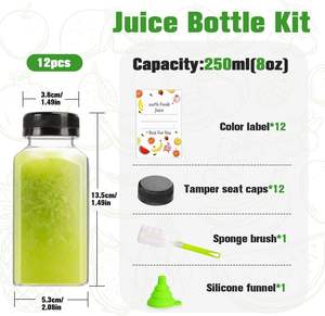 2oz 4oz 6oz 8oz 12oz 16oz <b>Plastic</b> Juice <b>Bottle</b> With Cap. 60ml 120ml 250ml 350ml Square Juice <b>Bottles</b> With Tamper Evident Caps - Product Image 3