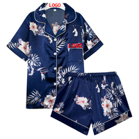 Weibliche Damen Satin Set Pyjamas Kurzarm Shirt Shorts Pyjama Set Lounge Wear Set Femme Pyjamas Frauen Nachtwäsche