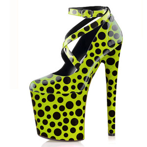 Zapatos de Tacón Alto para Mujer, Plataforma de 20CM, Diseño Wave Point, Punta Redonda, Estilo Romano, para Pole Dance - Product Image 1