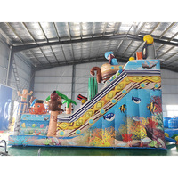 Toboggan pirate gonflable robuste avec double piste et château gonflable combiné, en PVC durable, aire de jeux extérieure