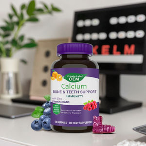 OEM/ODM Healthy Gummy Candy Calcio Hueso y dientes Soporte Inmunidad Suplementos para adultos Vitaminas personalizables - Product Image 1