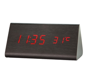 Triangle bambou bois réveil montre LED numérique bois thermomètre son commande vocale Table de bureau Despertador Reloj Bambu - Product Image 4