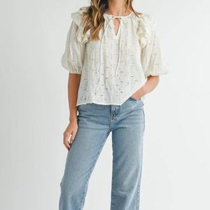 Chemisiers pour femmes de haute qualité, best-sellers, manches courtes, col en V, tops amples exquis pour l'été - Product Image 1