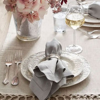 Serviettes de table en coton et lin à points festonnés, réutilisables, pour mariage, banquet, décoration de table à domicile