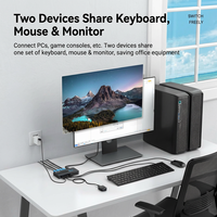 Commutateur KVM HDMI manuel 4 ports 4K30Hz, contrôle clavier-souris pour 4 PC, port USB 2.0, bouton de bureau et télécommande, commutateur KVM LED