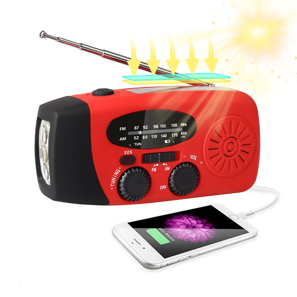 Factory Outlet Store Portable Radio Charger Am/Fm Solar Emergency Radio With Flashlight 2000mah