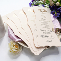 Tarjetas de menú de lámina de oro real personalizadas Tarjeta de programa Papel de estampado en caliente Menús de boda