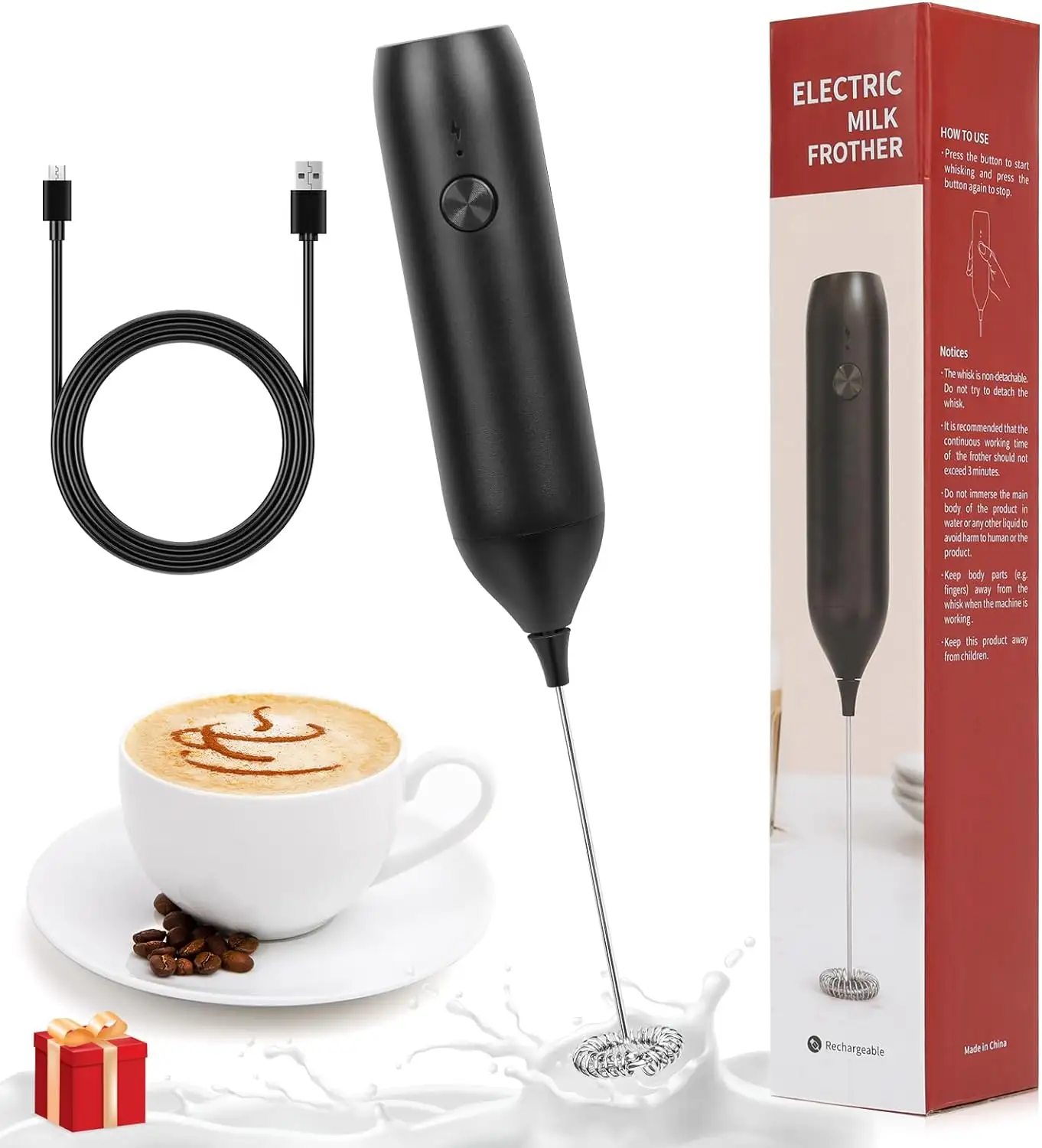 Portable Whisk Egg Beater Automatic Coffee Mixer Handheld Foam Maker Rechargeable USB Electric Milk Frother